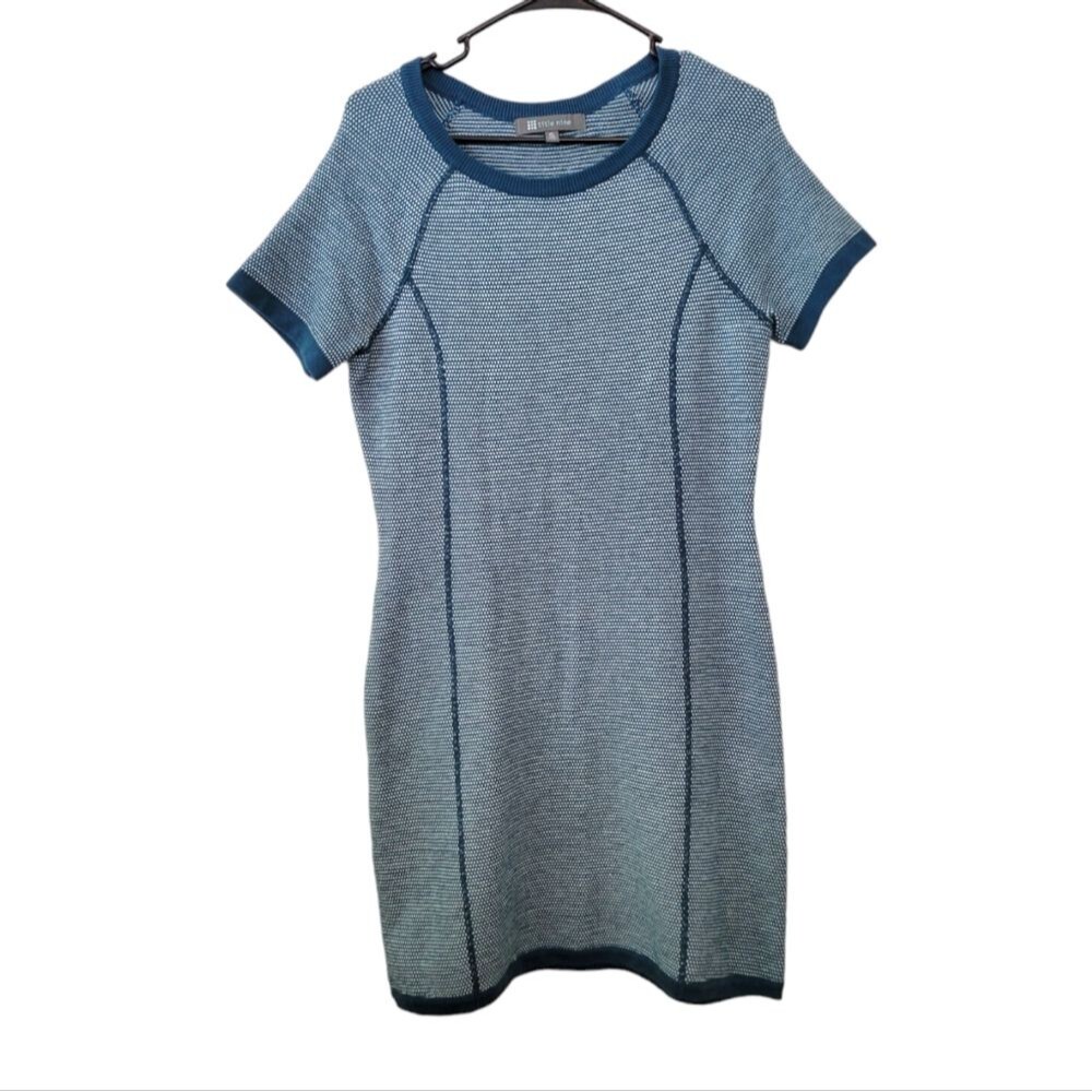 Title Nine Blue Improv Sweater Knit Shift Dress Size Small